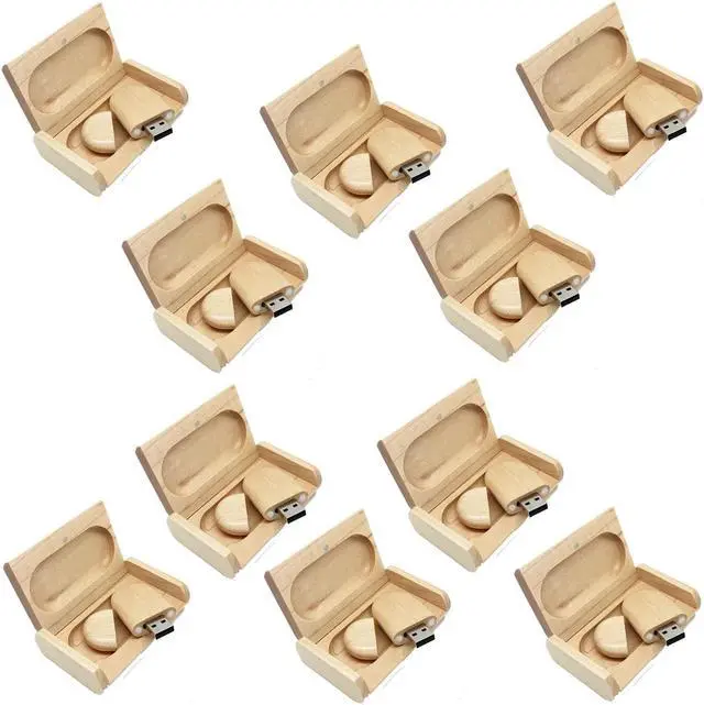 Alt view image 2 of 3 - 10PCS 16GB Wooden USB Memory Sticks with 10 Wooden Boxes Gift USB Sticks in Bulk