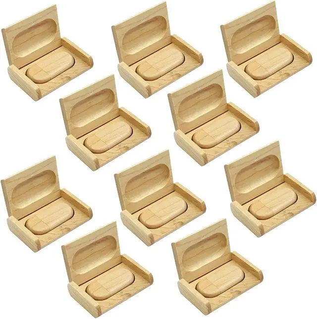 Main image of 10PCS 16GB Wooden USB Memory Sticks with 10 Wooden Boxes Gift USB Sticks in Bulk