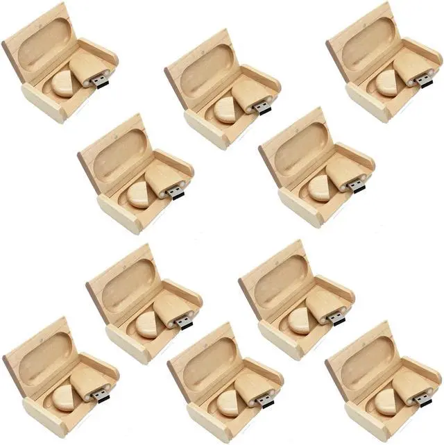 Main image of 10pcs Wood Manufacturing 64GB USB 3.0 Flash Drives with Cases USB 3.0 Memory Stick for Photography (Maple)