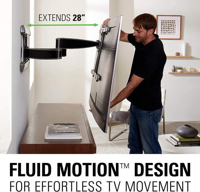 Alt view image 2 of 7 - SANUS Full Motion TV Wall Mount for 42 to 90 TVs up to 125lbs  Extend, Swivel, Tilting TV Mount - Easy 3 Step DIY Install w/ Included Hardware - Black Finish