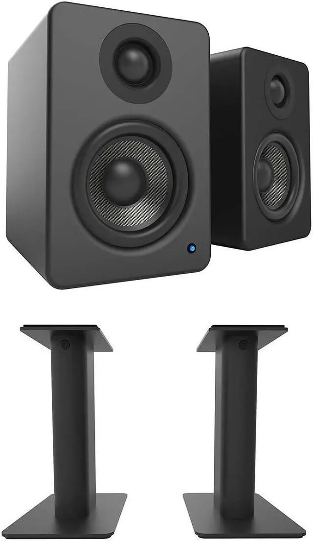 Main image of Kanto YU2 PC Gaming Desktop Speakers, 3" Composite Drivers, 3/4" Silk Dome Tweeter, Class D Amplifier, Pair, Matte Black with Kanto SP9 9" Fixed-Height Desktop Stands - Black (Pair) (2022)