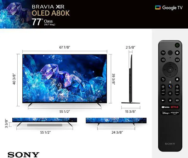 Alt view image 6 of 7 - Sony XR77A80K 77" 4K Bravia XR OLED High Definition Resolution Smart TV (2022)
