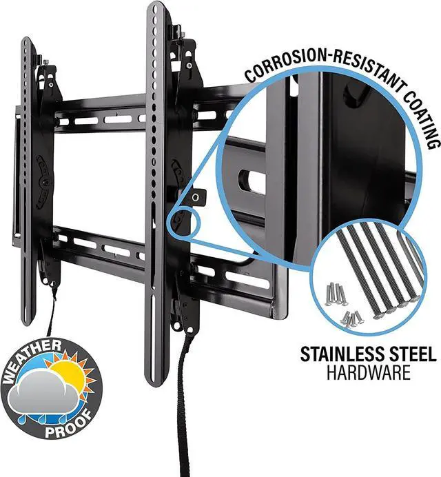 Alt view image 3 of 8 - Sanus VODLT1-B2 Outdoor Weatherproof Tilt Wall Mount for 37"-95" TVs (2023)