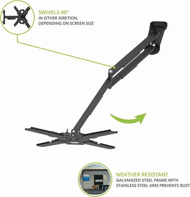 Alt view image 4 of 7 - Kanto PS400SG Full Motion Outdoor TV Mount for 30"-70" TVs - Black (2023)