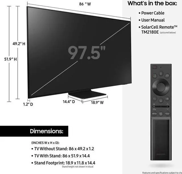 Alt view image 3 of 7 - Samsung QN98QN90AA 98 Inch Neo QLED QN90 Series 4K Smart TV with an Austere VII Series 6 Outlet Power w/Omniport USB (2021)