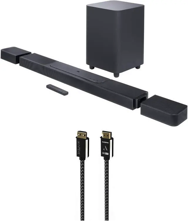 Main image of JBL BAR-1300X 11.1.4ch Soundbar and Subwoofer with Surround Speakers with an Austere 7S-8KHD2-2.5M VII Series 2.5m Premium Braided 8K HDMI Cable (2022)