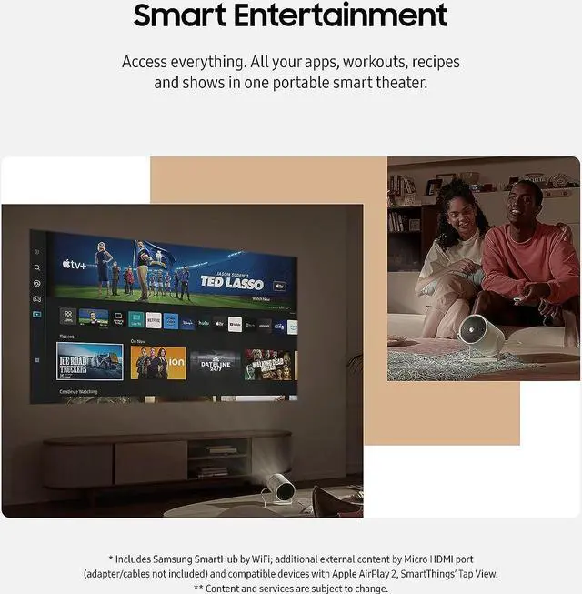 Alt view image 7 of 7 - Samsung QN75Q80DAFXZA 75 Inch QLED 4K Quantum HDR Plus Smart TV with a Samsung SP-LFF3CLAXXZA 30-100 Inch The Freestyle Gen2 Smart Projector (2024)