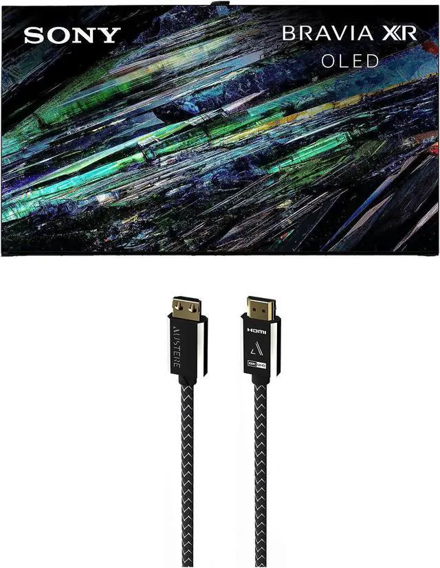 Main image of Sony XR55A95L 55 Inch QD-OLED 4K UHD Smart Google TV with AI Upscaling with an Austere 7S-8KHD2-2.5M VII Series 2.5m Premium Braided 8K HDMI Cable (2023)