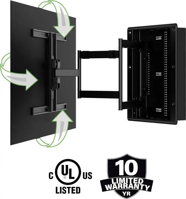 Alt view image 2 of 7 - Sanus VIWLF128-B2 Full Motion In-Wall Mount for 42"-85" TVs (Black)