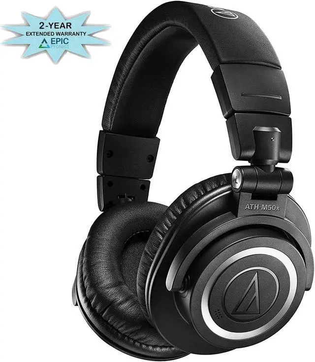 Main image of Audio Technica ATH-M50XBT2 Black Total Wireless On-Ear Headphones with an Additional 2 Year Coverage by Epic Protect (2021)
