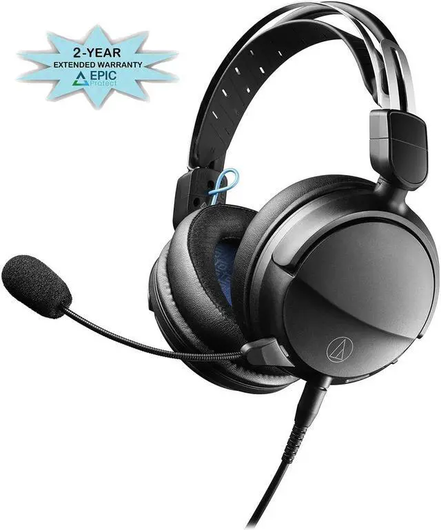 Main image of Audio Technica ATH-GL3BK Closed-Back Wired Gaming Headset - Black/Blue with an Additional 2 Year Coverage by Epic Protect (2022)