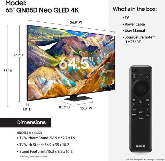 Alt view image 5 of 8 - Samsung QN55QN85DBFXZA 55" Neo QLED 4K Smart TV with Dolby Atmos (2024)