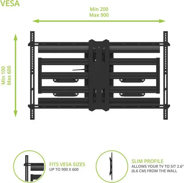 Alt view image 6 of 8 - Kanto PMX800 Full Motion Dual Stud Mount for 55" - 120" TVs (2024)