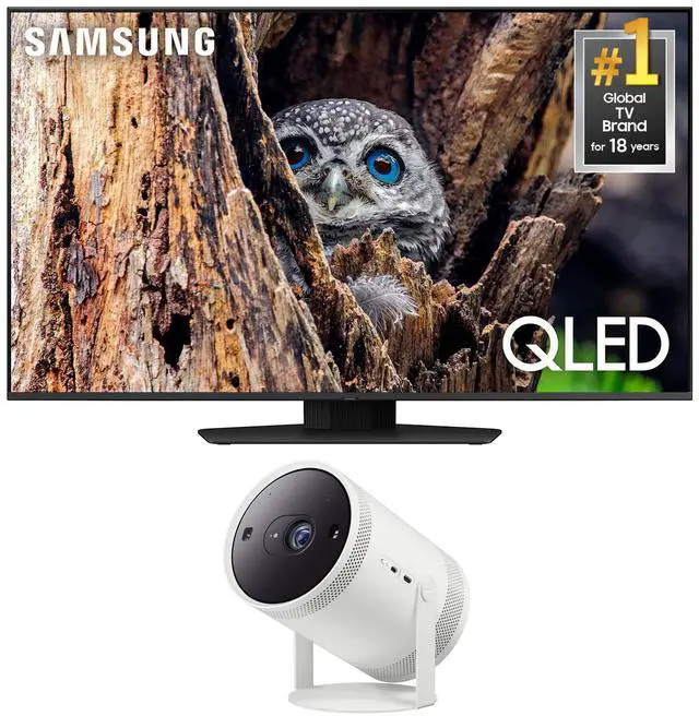 Main image of Samsung QN75Q80DAFXZA 75 Inch QLED 4K Quantum HDR Plus Smart TV with a Samsung SP-LFF3CLAXXZA 30-100 Inch The Freestyle Gen2 Smart Projector (2024)