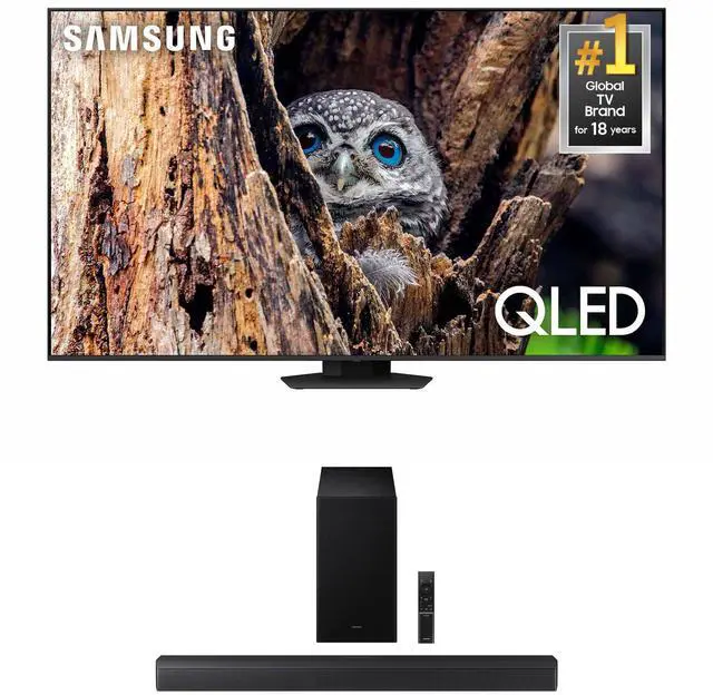 Main image of Samsung QN75Q80DDFXZA 75 Inch QLED 4K Smart TV with Direct Full Array with a Samsung HW-B630F B-Series Soundbar 3.1 Ch and Subwoofer with Dolby Audio (2025)