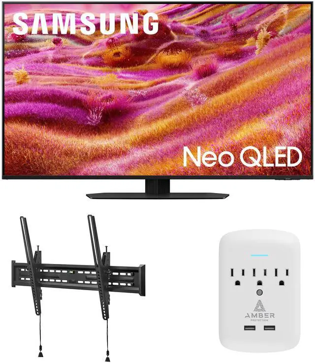 Main image of Samsung QN43QN90FAFXZA 43 Inch Neo QLED 4K QN90F Vision AI Smart TV with a Walts TV TILT-MOUNT-43-90 Large/XL Tilt Mount for 43"-98" TVs and Amber Protection 3-OUTLET-SURGE Surge Protector (2025)