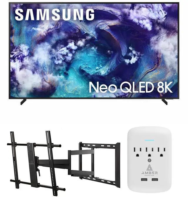 Main image of Samsung QN65QN900FFXZA 65 Inch Neo Quantum HDR 8K Pro QLED Smart TV with a Walts TV Large/Extra Large Full Motion Mount for 43"-90" TVs and Amber Protection 3-OUTLET-SURGE Surge Protector (2025)