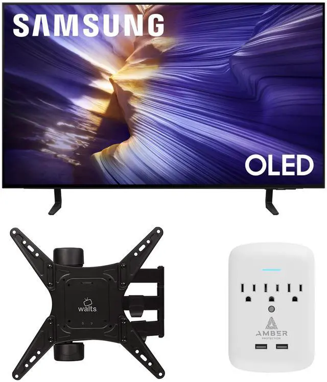 Main image of Samsung QN42S90FAEXZA 42 Inch 4K OLED Smart TV with a Walts Medium Full Motion Mount for 32"-65" TVs and Amber Protection 3-OUTLET-SURGE Surge Protector (2025)