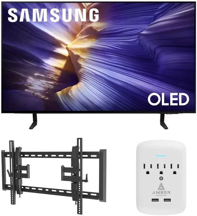 Main image of Samsung QN42S90FAEXZA 42 Inch 4K OLED Smart TV with a Walts TILT-EXTENSION-37-90 Tilt Mount for 37"-90" TVs and Amber Protection 3-OUTLET-SURGE Surge Protector (2025)