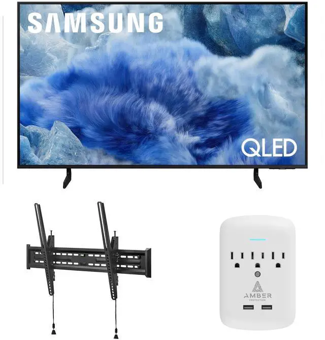 Main image of Samsung QN43Q8FAAFXZA 43 Inch Class QLED Q8F 4K Vision AI Smart TV with a Walts TILT-MOUNT-43-90 Large/XL Tilt Mount for 43"-98" TVs and Amber Protection 3-OUTLET-SURGE Surge Protector (2025)