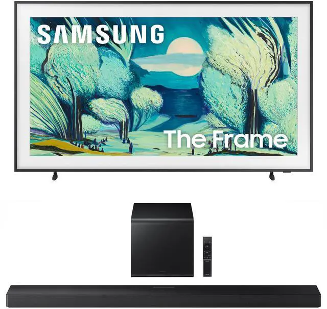 Main image of Samsung QN55LS03FAFXZA 55 Inch The Frame QLED 4K Art Mode Vision AI Smart TV with a Samsung HW-QS700F 3.1.2 Ch Dolby Atmos Soundbar and Subwoofer (2025)