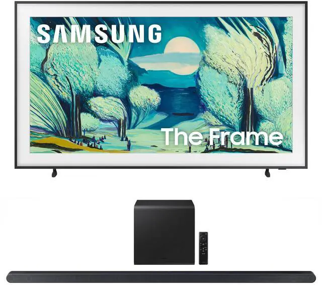 Main image of Samsung QN55LS03FAFXZA 55 Inch The Frame QLED 4K Art Mode Vision AI Smart TV with a Samsung HW-S800D 3.1.2 Ch Soundbar and Subwoofer with Dolby Atmos (2025)