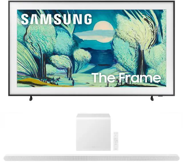 Main image of Samsung QN55LS03FAFXZA 55 Inch The Frame QLED 4K Art Mode Vision AI Smart TV with a Samsung HW-S801D 3.1.2Ch Soundbar and Subwoofer with Wireless Dolby Atmos (2025)