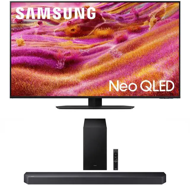 Main image of Samsung QN43QN90FAFXZA 43 Inch Neo QLED 4K QN90F Vision AI Smart TV with a Samsung HW-Q600F Q Series Soundbar 3.1.2 Ch Sound and Subwoofer (2025)