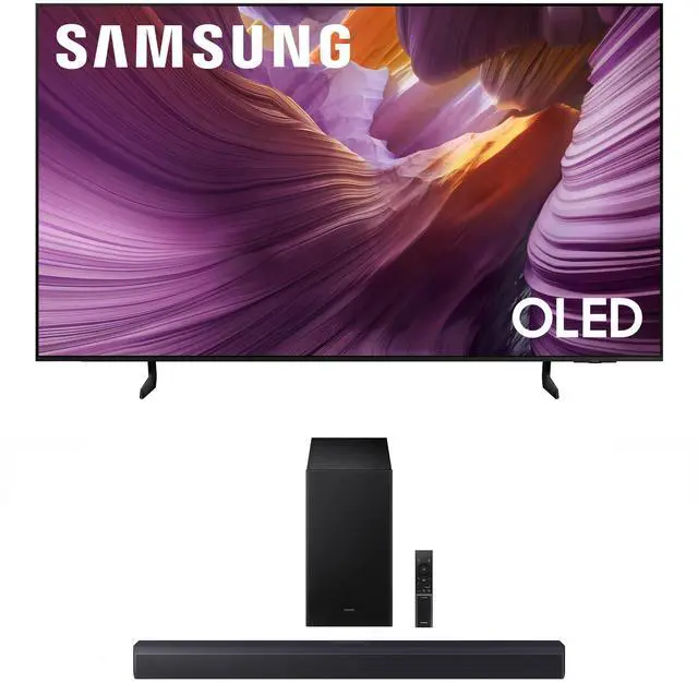 Main image of Samsung QN55S85FAFXZA 55 Inch OLED HDR 4K Smart TV with a Samsung HW-B550F B-Series Soundbar 2.1 Ch and Subwoofer (2025)