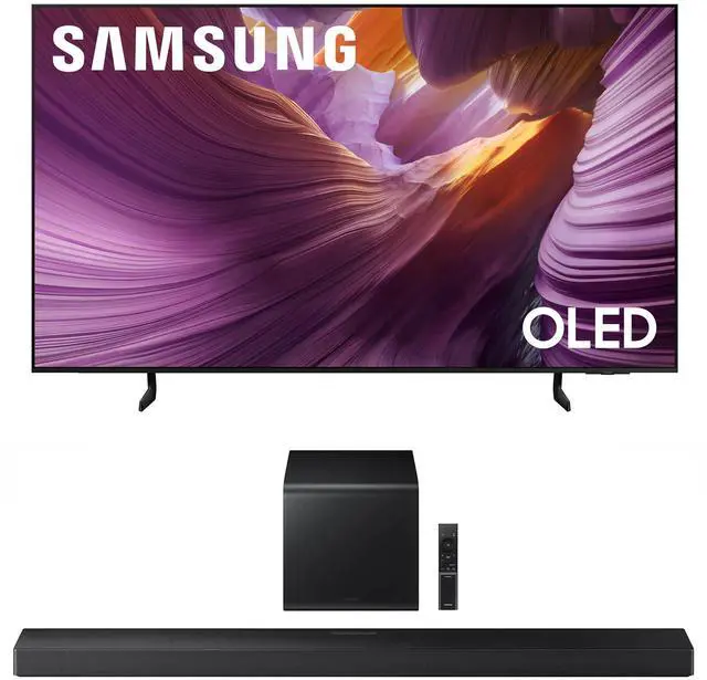 Main image of Samsung QN55S85FAFXZA 55 Inch OLED HDR 4K Smart TV with a Samsung HW-QS700F 3.1.2 Ch Dolby Atmos Soundbar and Subwoofer (2025)