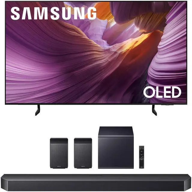Main image of Samsung QN55S85FAFXZA 55 Inch OLED HDR 4K Smart TV with a Samsung HW-Q990F Q Series Soundbar 11.1.4 Ch Subwoofer with Rear Speakers (2025)
