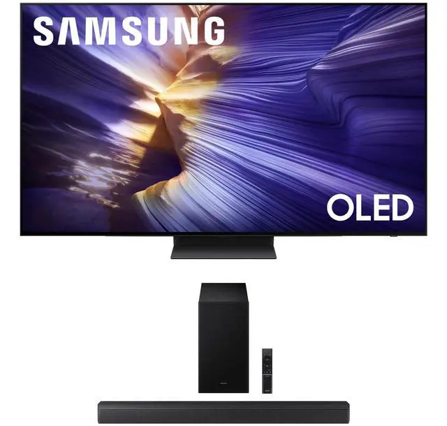 Main image of Samsung QN55S90FAFXZA 55 Inch 4K OLED Smart TV with a Samsung HW-B630F B-Series Soundbar 3.1 Ch and Subwoofer with Dolby Audio (2025)