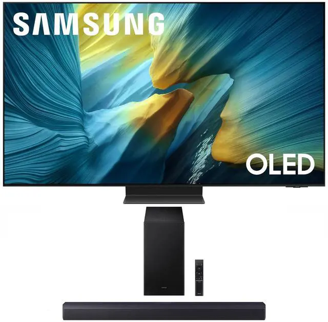 Main image of Samsung QN55S95FAFXZA 55 Inch OLED HDR Pro 4K Smart TV with a Samsung HW-B550F B-Series Soundbar 2.1 Ch and Subwoofer (2025)