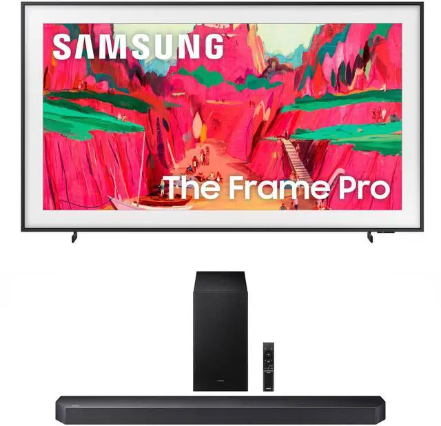 Main image of Samsung QN65LS03FWFXZA 65 Inch The Frame Wireless 4K Neo QLED TV with a Samsung HW-Q600F Q Series Soundbar 3.1.2 Ch Sound and Subwoofer (2025)