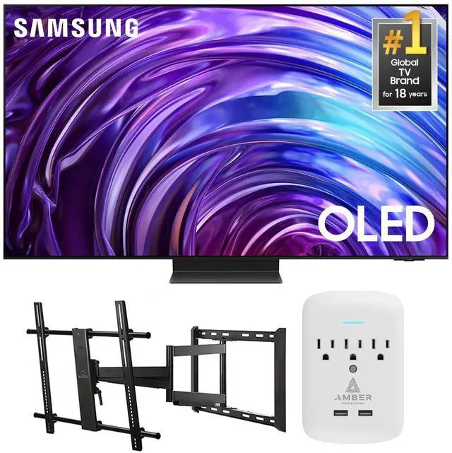 Main image of Samsung QN77S95DDFXZA 77 Inch OLED 4K Smart TV with a Walts Large/Extra Large Full Motion Mount and Amber Protection 3-OUTLET-SURGE Surge Protector (2024)