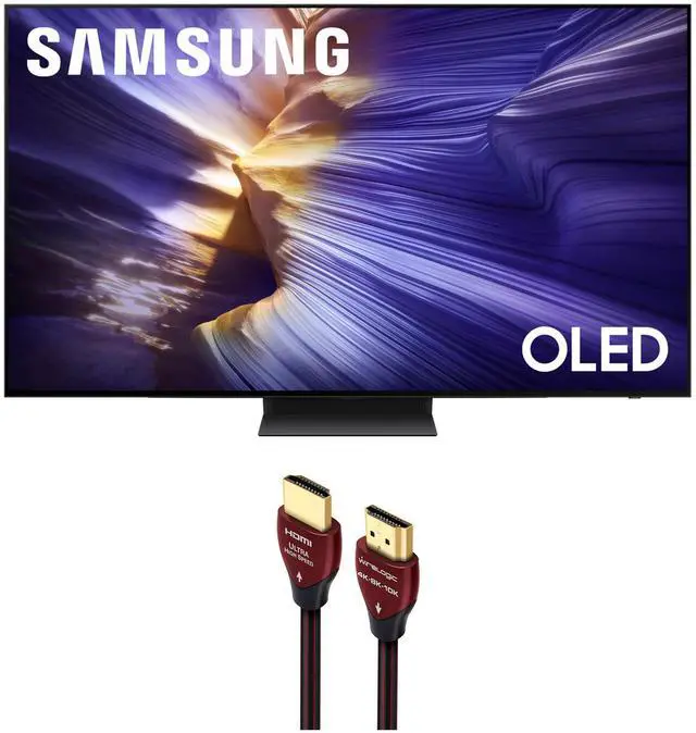 Main image of Samsung QN48S90FAEXZA 48 Inch 4K OLED Smart TV with a WireLogic Ruby 8ft Ultra High Speed 4K-8K-10K HDMI Cable (2025)