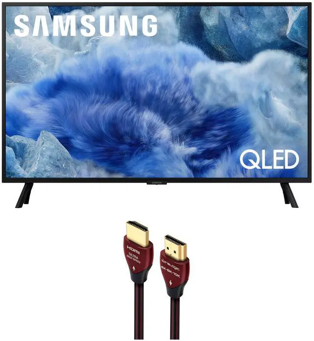 Main image of Samsung QN32Q8FAAFXZA 32 Inch Class QLED Q8F 4K Vision AI Smart TV with a WireLogic Ruby 8ft Ultra High Speed 4K-8K-10K HDMI Cable (2025)