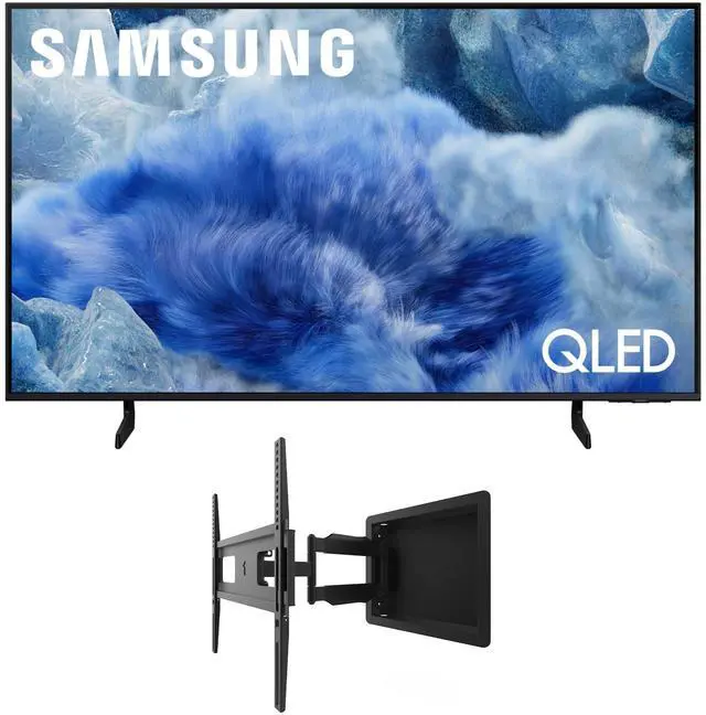 Main image of Samsung QN50Q8FAAFXZA 50 Inch Class QLED Q8F 4K Vision AI Smart TV with a Kanto R300 Recessed Low Profile Full Motion TV Wall Mount (2025)