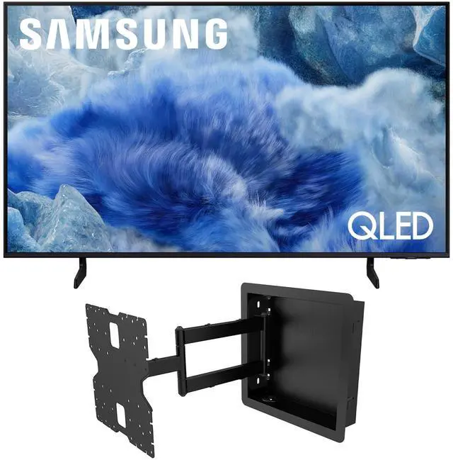 Main image of Samsung QN50Q8FAAFXZA 50 Inch Class QLED Q8F 4K Vision AI Smart TV with a Kanto R400 Recessed In-wall Full Motion Articulating TV Mount (2025)