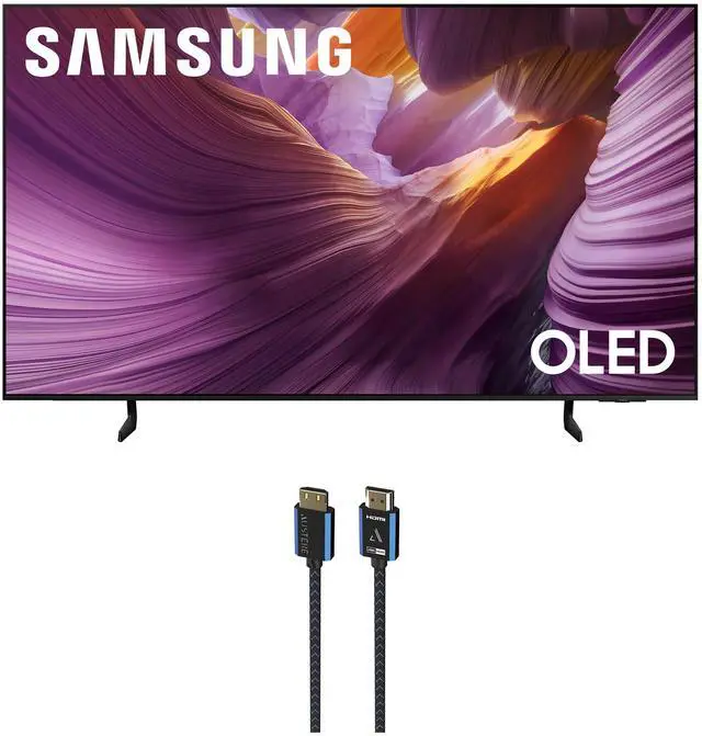 Main image of Samsung QN55S85FAFXZA 55 Inch OLED HDR 4K Smart TV with an Austere 5S-4KHD2-2.5M V-Series 2.5m Premium 4K HDR HDMI Braided Cable (2025)