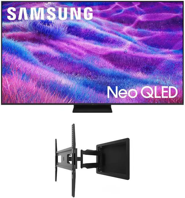 Main image of Samsung QN55QN80FAFXZA 55 Inch Neo QLED QN80F Series Supreme UHD 4K TV with a Kanto R300 Recessed Low Profile Full Motion Wall Mount (2025)