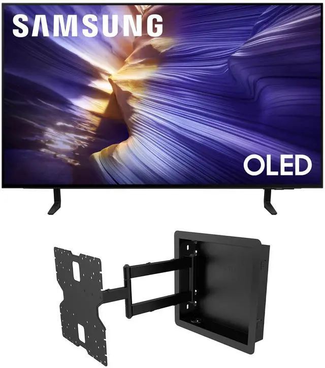 Main image of Samsung QN42S90FAEXZA 42 Inch 4K OLED Smart TV with a Kanto R400 Recessed In-wall Full Motion Articulating Mount (2025)