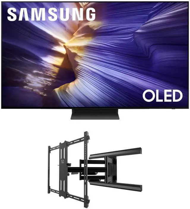 Main image of Samsung QN77S90FAFXZA 77 Inch 4K OLED Smart TV with a Kanto PMX700 Pro Series Full Motion Dual Stud Mount (2025)