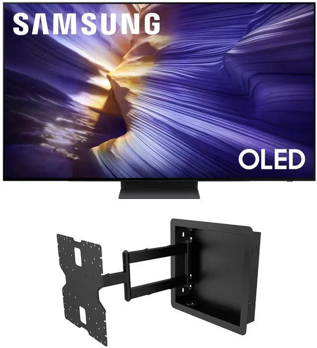 Main image of Samsung QN65S90FAFXZA 65 Inch 4K OLED Smart TV with a Kanto R400 Recessed In-wall Full Motion Articulating Mount (2025)