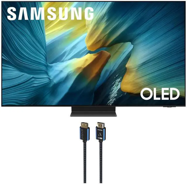 Main image of Samsung QN55S95FAFXZA 55 Inch OLED HDR Pro 4K Smart TV with an Austere 5S-4KHD2-2.5M V-Series 2.5m Premium 4K HDR HDMI Braided Cable (2025)