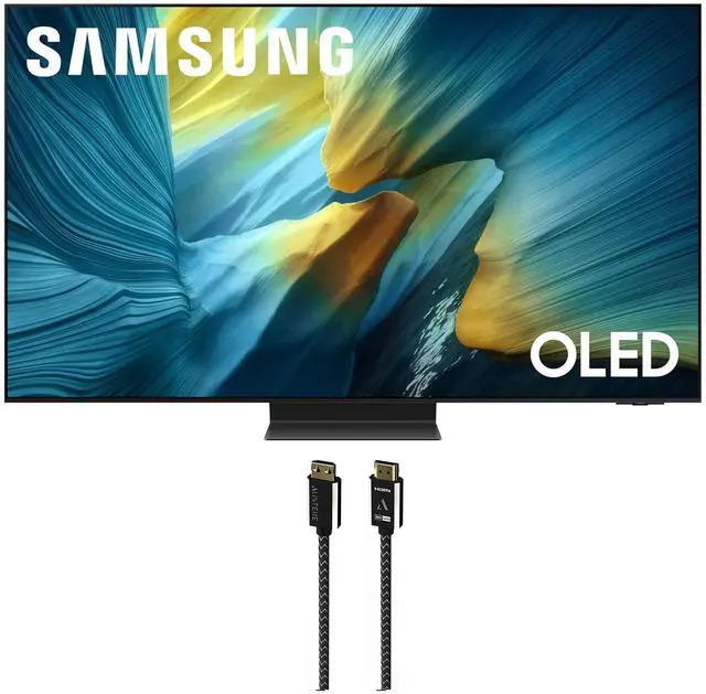 Main image of Samsung QN55S95FAFXZA 55 Inch OLED HDR Pro 4K Smart TV with an Austere 7S-8KHD2-2.5M VII Series 2.5m Premium Braided 8K HDMI Cable (2025)