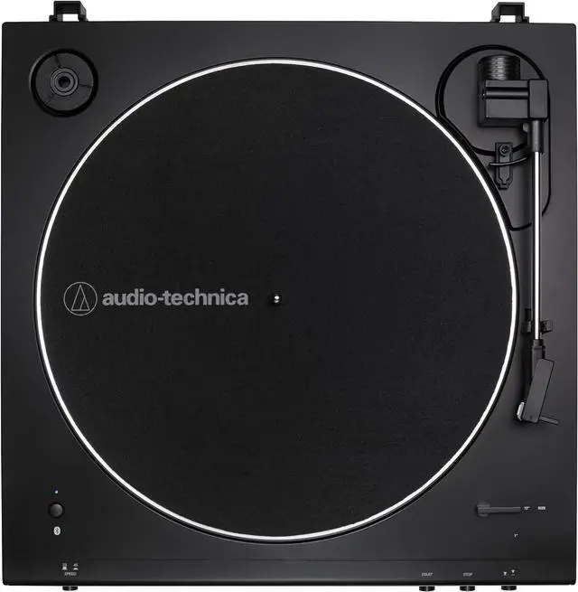 Alt view image 3 of 7 - Audio-Technica AT-LP60XBT-BK Bluetooth Wireless Automatic Belt-Drive Turntable with Audio Technica AT-SP3X Powered Bookshelf Speakers (2019)