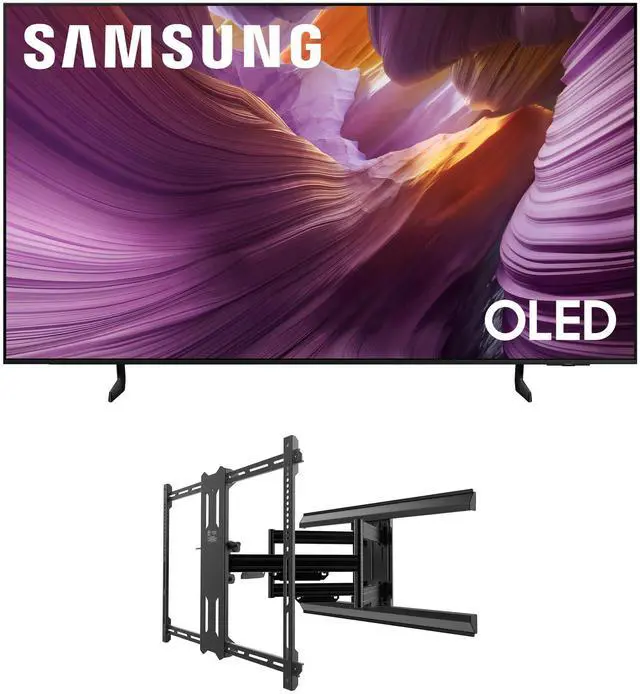 Main image of Samsung QN77S85FAEXZA 77 Inch OLED HDR 4K Smart TV with a Kanto PMX700 Pro Series Full Motion Dual Stud Mount (2025)