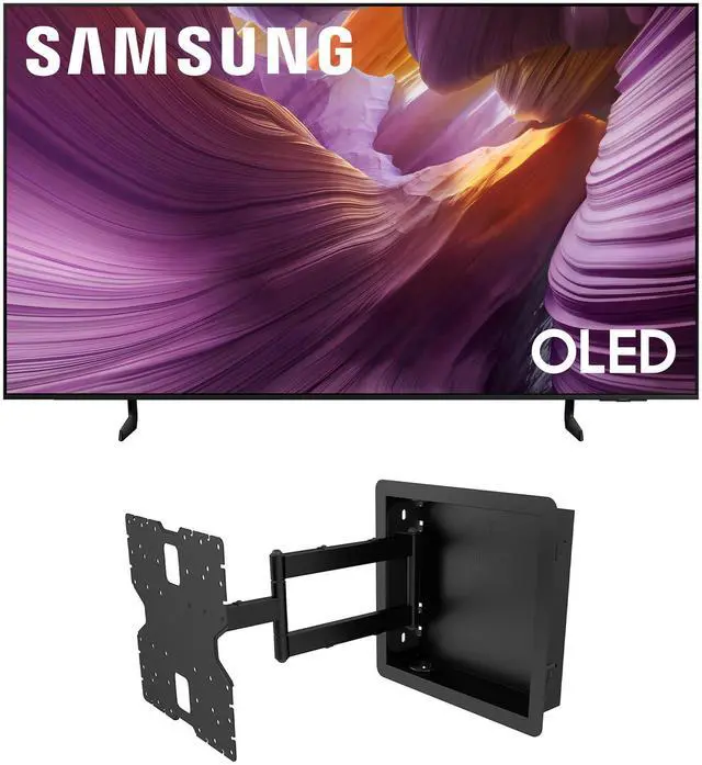 Main image of Samsung QN65S85FAFXZA 65 Inch OLED HDR 4K Smart TV with a Kanto R400 Recessed In-wall Full Motion Articulating Mount (2025)