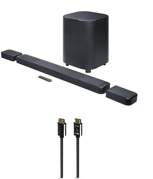 Main image of JBL BAR-1300X-MK2 AI Sound Boost Dolby Atmos Soundbar System with an Austere 7S-8KHD2-2.5M VII Series 2.5m Premium Braided 8K HDMI Cable (2025)